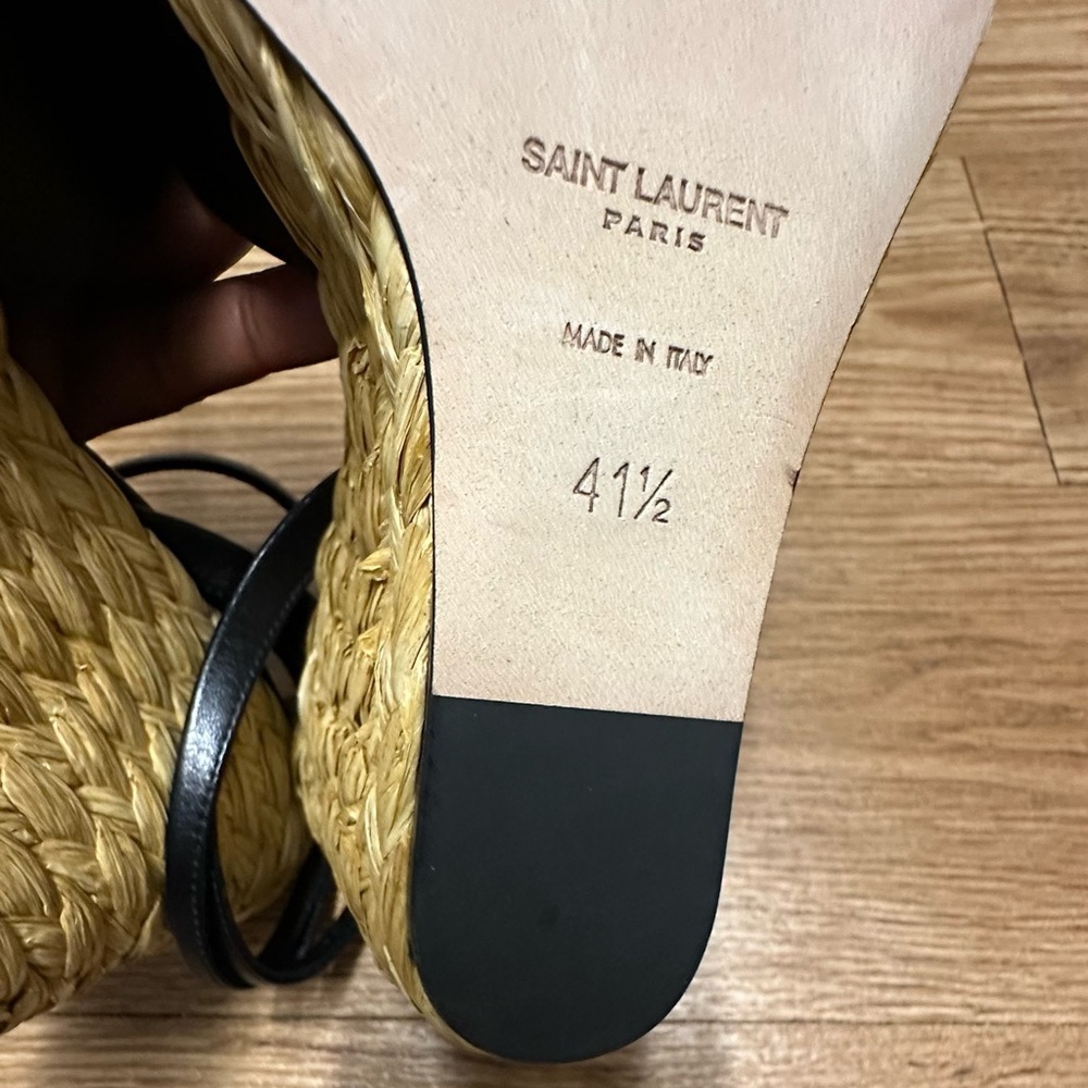 SAINT LAURENT Paloma Black Wedge Sandals - Picture 8 of 16